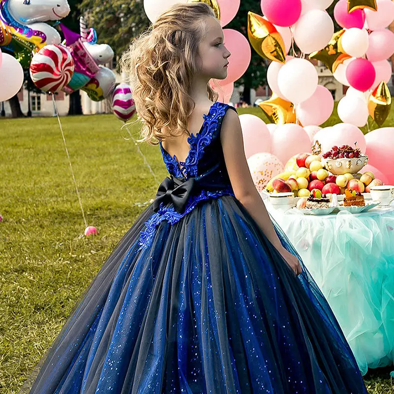 Lace Mermaid Princess Dress Backless Long Tailing Backless Kids Pageant Dress for Birthday Party to 8 10 14 Years old