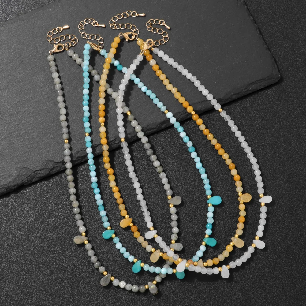 Colliers de perles en pierre naturelle pour femmes, ras de cou, cristal Aventurine, œil de tigre, fait à la main, bijoux féminins