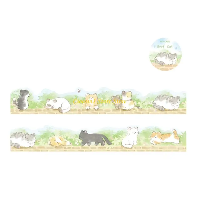 Dogs Cats Pattern Tape Scrapbooking Decorative PET Sticker for Scrapbooking Photo Album Journal Notebook Picture Frame