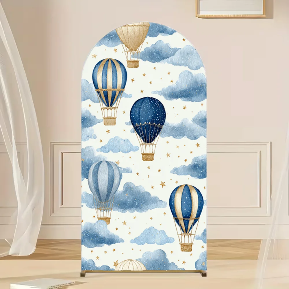 

Floating Dreamy Balloon Arched Background Fabric Hot Air Balloon Cloud Design Suitable for Wedding Party Decoration