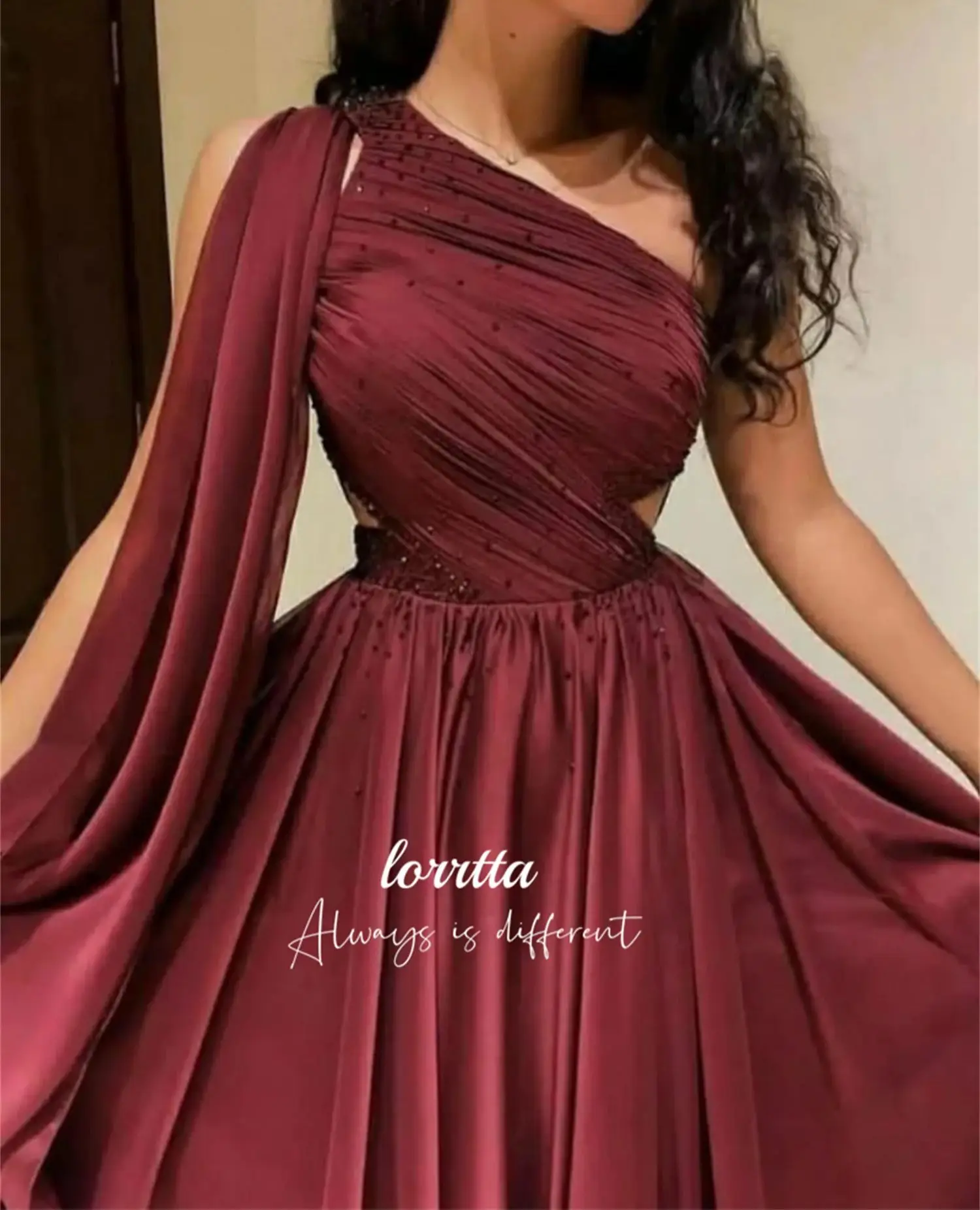 Ball Gown Evening Dress Claret Chiffon Grace Shawl Prom Women Dubai Luxury Dresses Customized Elegant Party Luxurious Women\'s