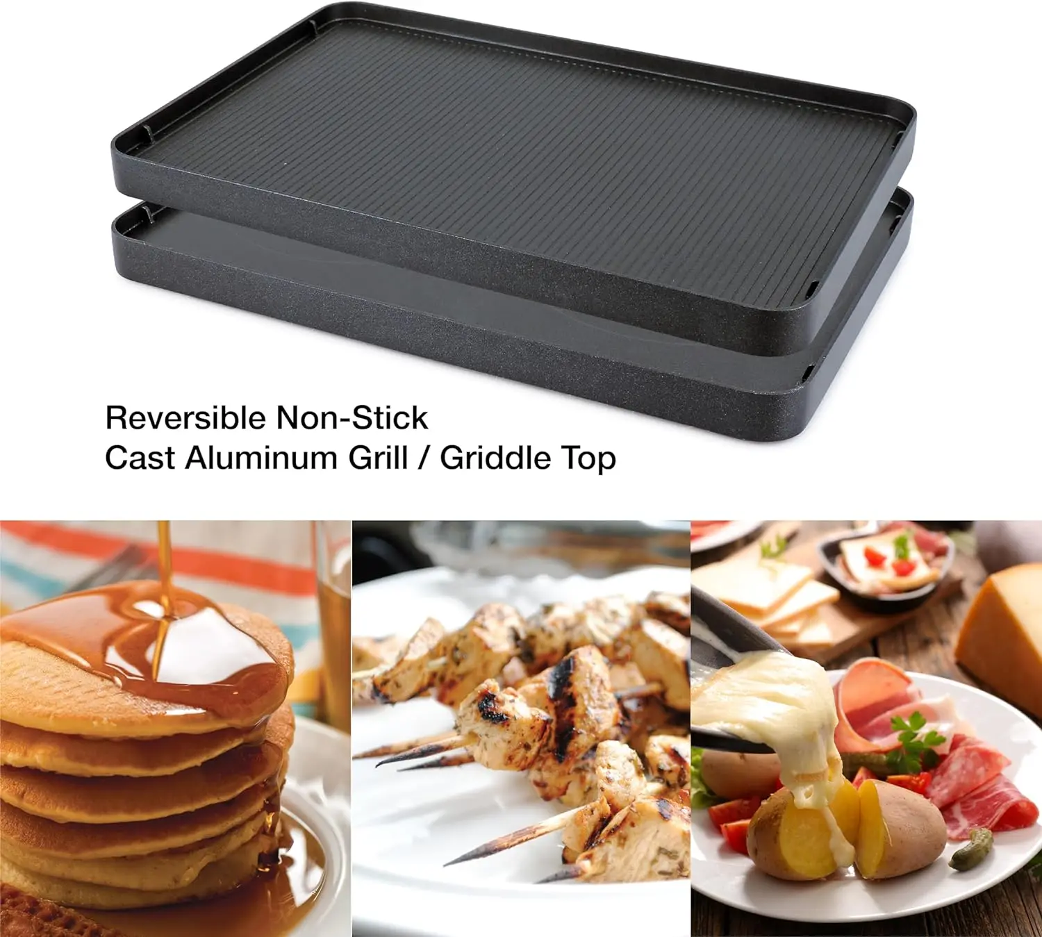 KF-77041 Classique 8-Mortgage Raclette Party Grill avec Réversible En Aluminium Moulé Antiadhésif Grill Plaque/Crêpe Top