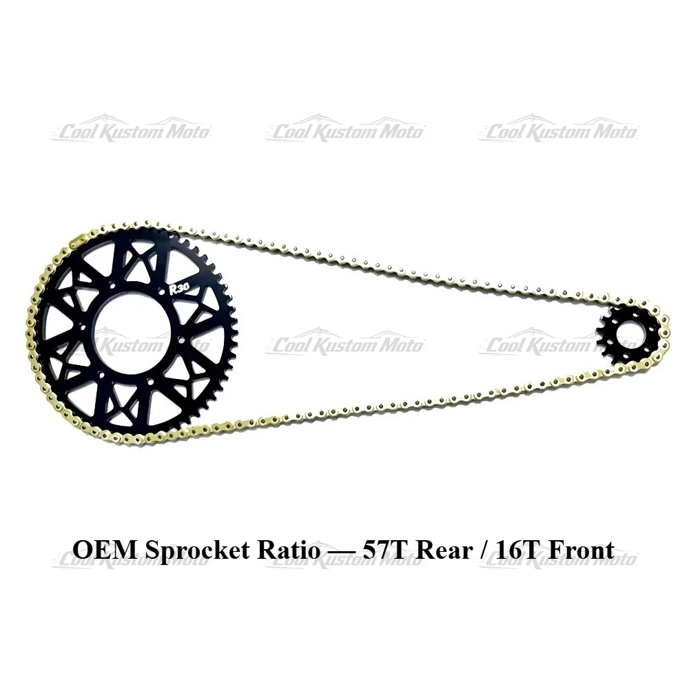For Surron Ultra Bee 415 Secondary Drive Sprocket Kit 57T Rear 16T Front OEM Ratio Quiet Upgrade Chain Set Secondary Drive Kit