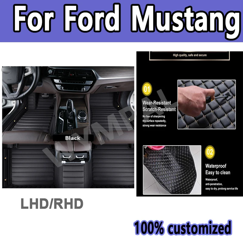 

Luxury Custom Car floor mats for Ford Mustang 2015 2016-2022 foot Pads automobile carpet cover interior accessoies full carpet