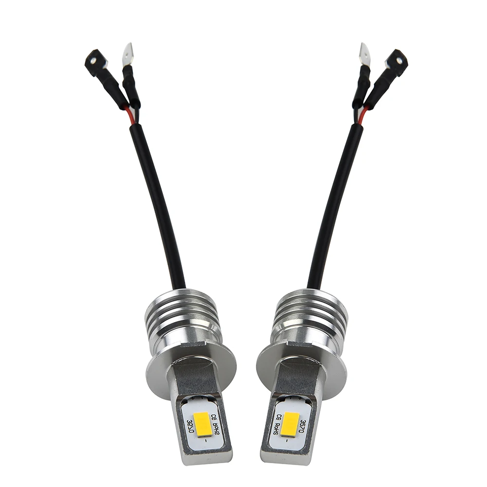 Super Bright H3 CSP LED Fog Light Bulbs Conversion Kit 80W 2000LM 3000K Yellow Shockproof Anti-Corrosion Silver Shell