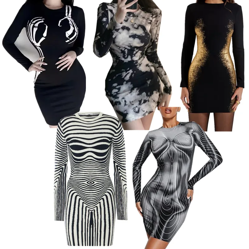 

Women's Long Sleeve Bodycon Dress - Knee Length Midi Spring Fall Club Party Fitted Tight Pencil Dresses