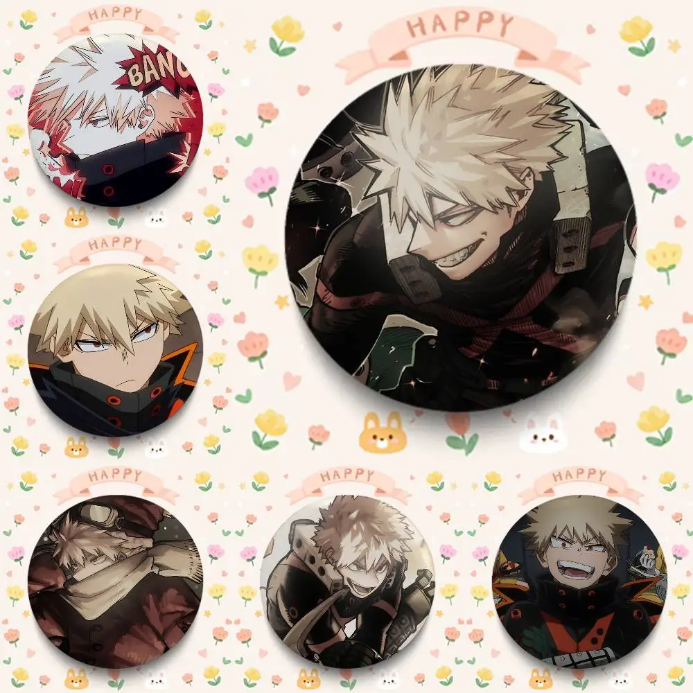Image of 1 Stück Cartoon-Charakter Katsuki Bakugo Abzeichen 25 32 44 58 75 mm Runde Cosplay-Anstecknadel Taschendekoration Fans Sammler Freunde Geschenke Brosche Souvenir
