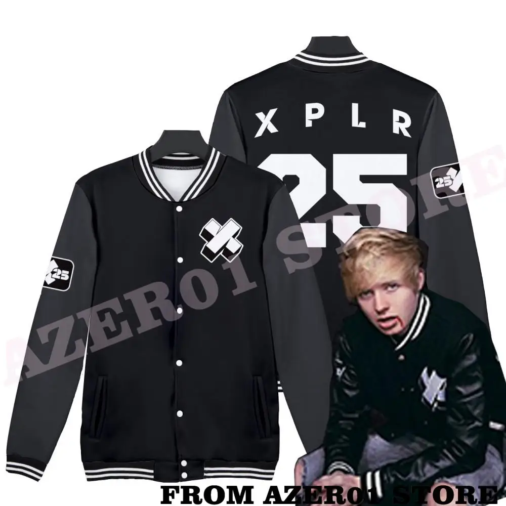 XPLR Maroon Letterman Jackets Merch Jacket Winter Hoodies Men/Women Baseball Uniform Streetwear Kawaii sweatshirt Sam and Colby