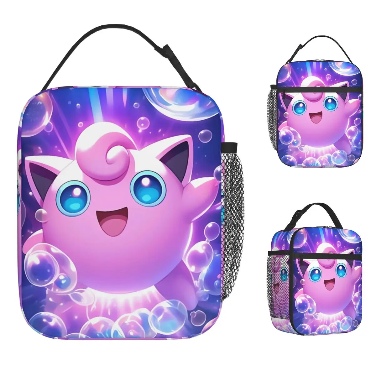 

Сумка для обеда Jigglypuff, забавный ланч-бокс, портативная сумка для еды для женщин, сумка-холодильник с графическим дизайном из оксфорда