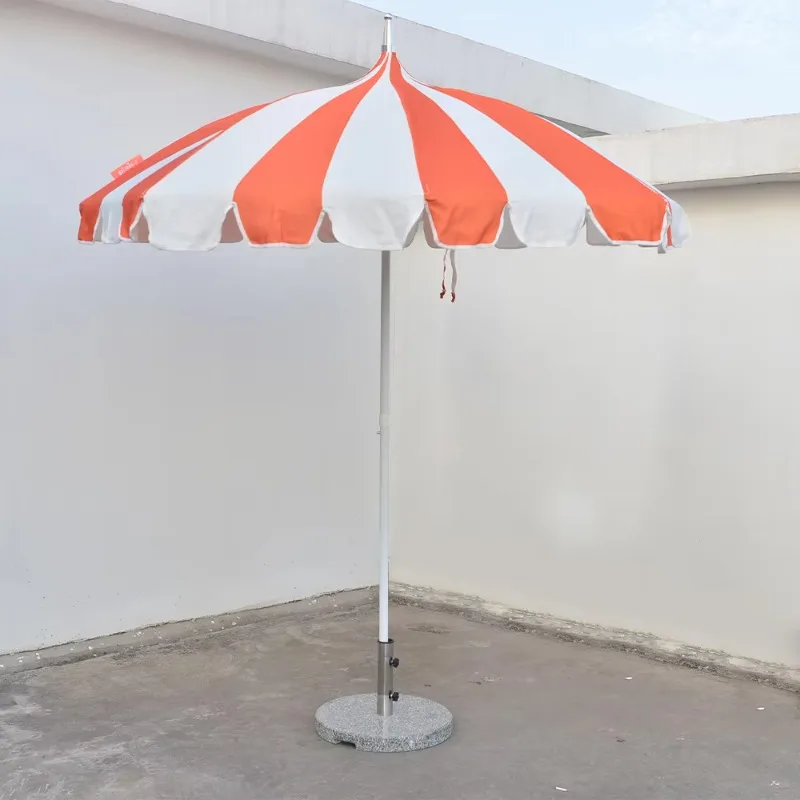 

Custom OEM logo design luxury retro pagoda patio umbrella big parasol beach umbrella with tassel