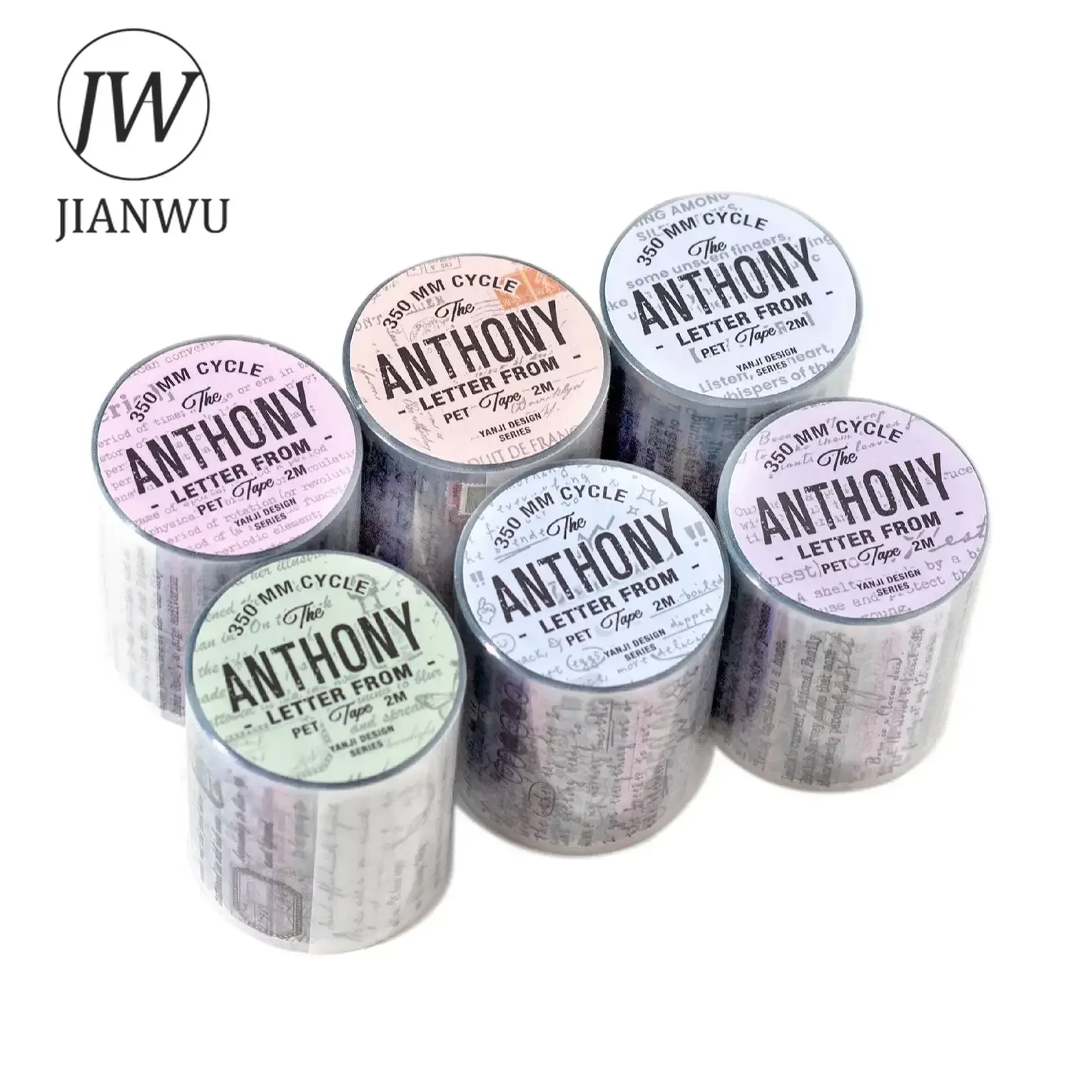 JIANWU 50mm*200cm Letter From Anthony Series Vintage English Text Material Collage PET Tape Creative DIY Journal Stationery