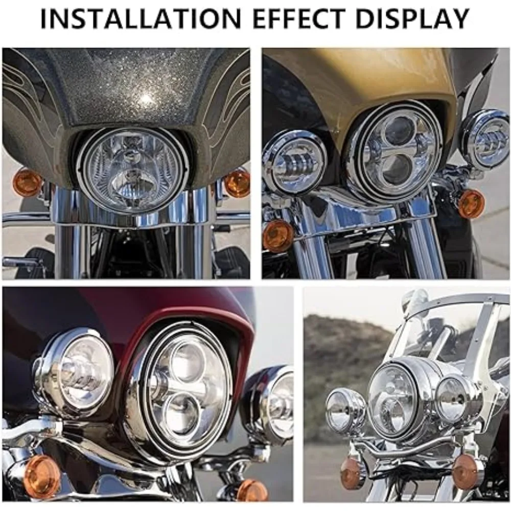 حلقة تشذيب مصباح دراجة نارية أمامي ، غطاء مصباح أمامي ، غطاء واقي من الضوء لجولة هارلي ، ملك الطريق ، انزلاق كهربائي ، شارع ، FLHT ، FLHR ، 7 بوصة #6
