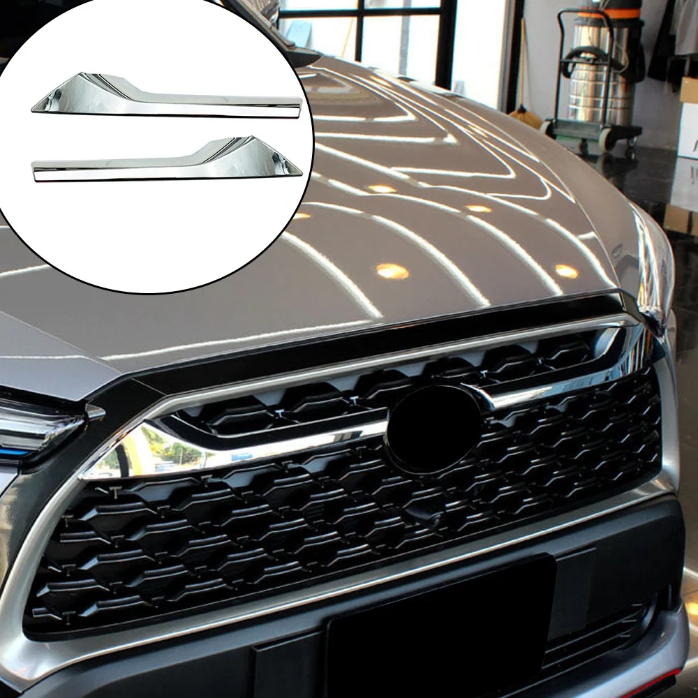 

A65P-For Toyota Corolla Cross 2020 2021 Chrome Upper Front Center Grille Grill Moulding Strips Cover Trim Car Styling