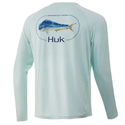 HUK Fishing Shirt Uv Protection MEN Custom Fishing Clothing Quick Drying Sun Long Sleeve Tops Wear Anti-UV UPF 50 Fishing Jersey