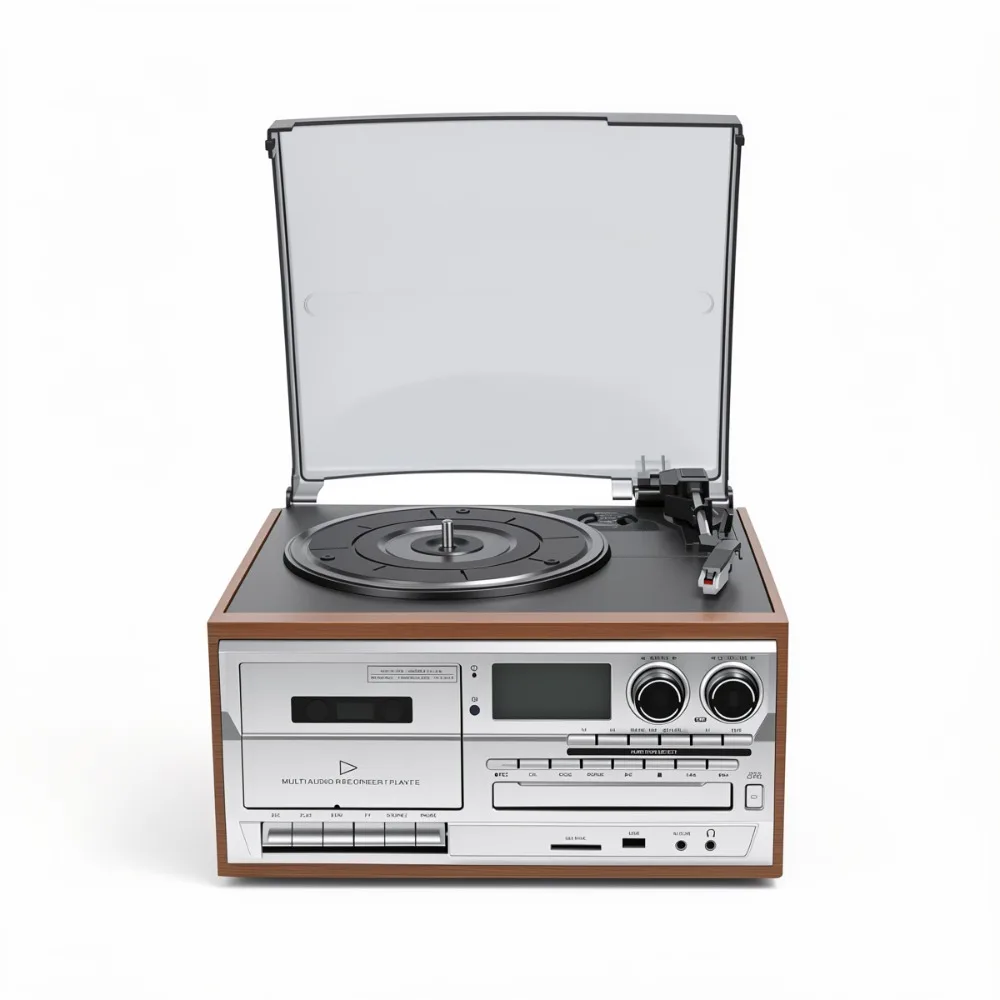 

Classic Vintage Multipurpose 10-in-1 Gramophone Vinyl CD Player Tape Radio Speaker Gramophone