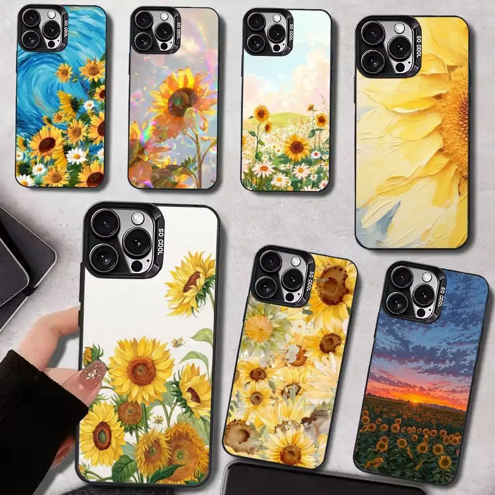 

Sunflowers Printed Colorful Silver Back Phone Case For IPhone 17 16 15 14 13 12 11 Plus Pro Max Plus