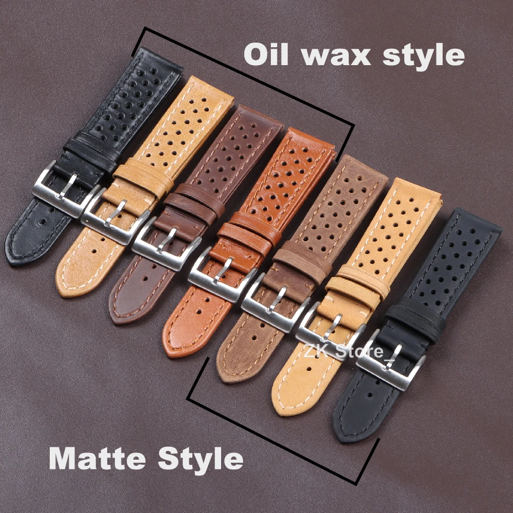 Cowhide Breathable Watch Band 18mm 20mm 22mm Strap for Tag Heuer Connected Bands for Seiko Men Women Universal Accessories