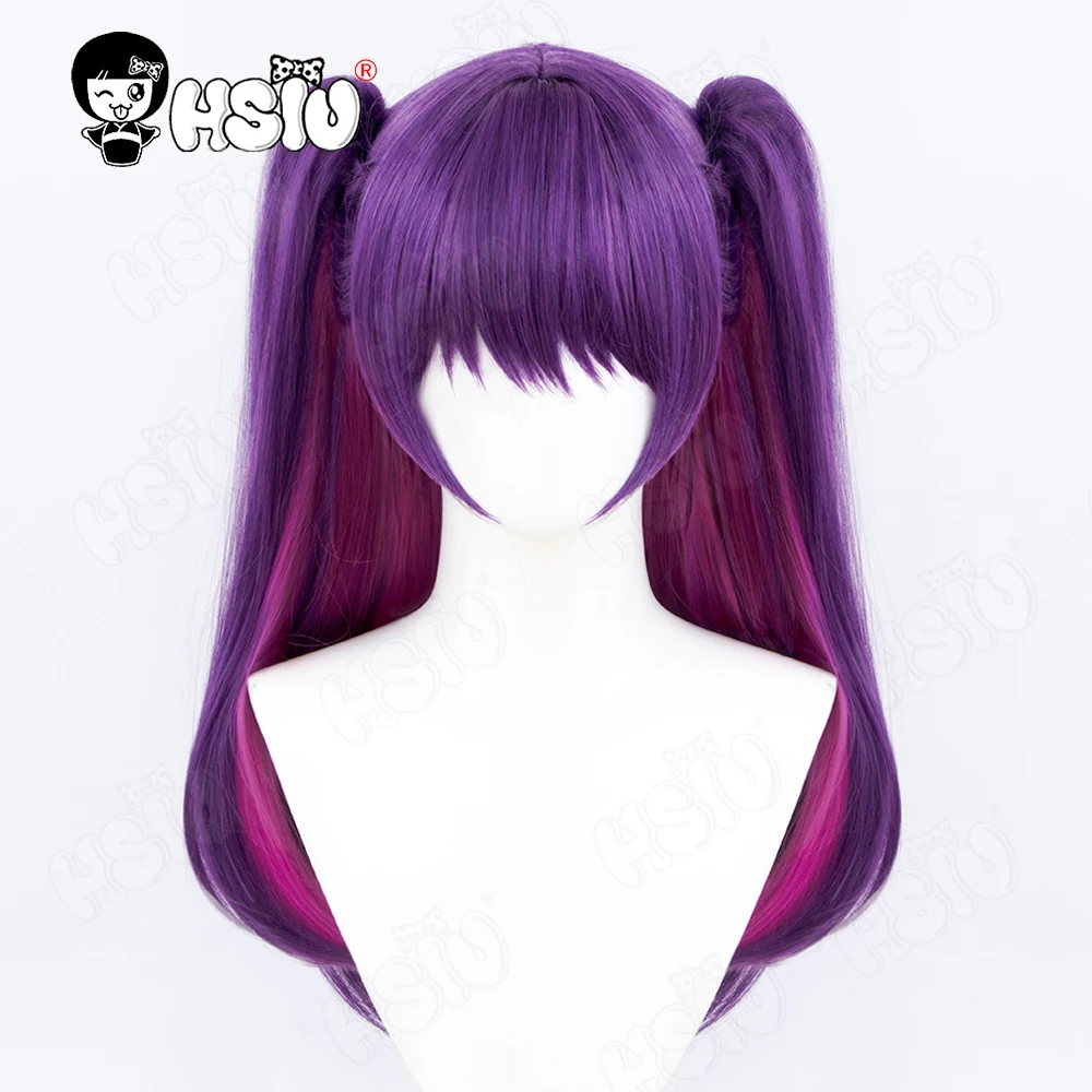 Mikari-Peluca de Cosplay HSIU, pelo largo de doble cola de caballo, 65CM, púrpura, Rosa mixta, rojo, Anime Ririsa, seducción Dimensional 2,5