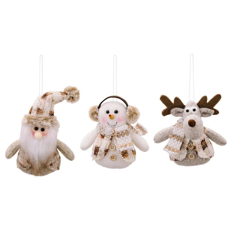 

3pcs Knitting Christmas Dolls Plush Santa Claus Snowman Elk Doll Hanging Pendants Christmas Tree Decoration New Year Gift