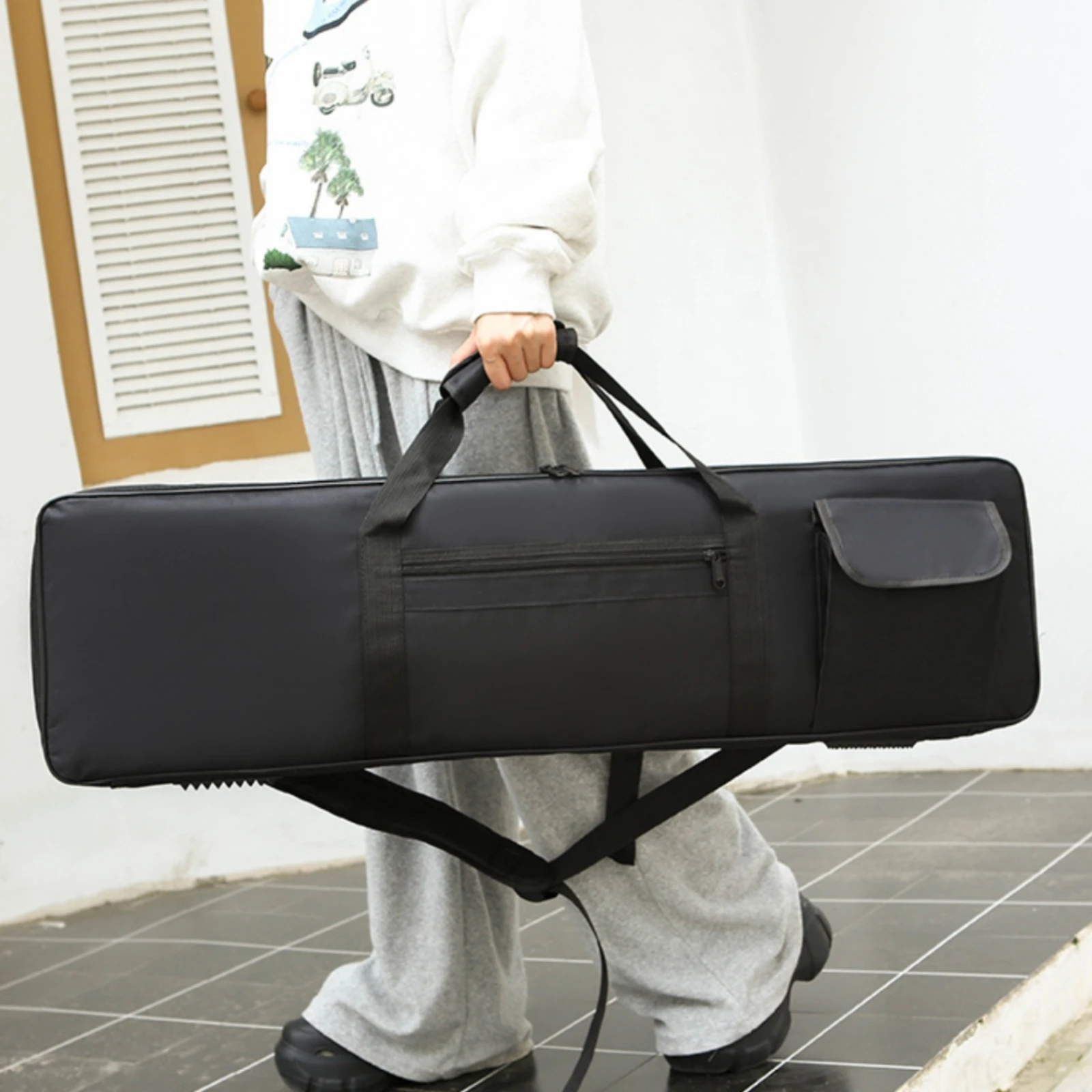 88-Key Keyboard Bag Full-Length Zipper Soft Padded Keyboard Case 88 Key Piano Bag Black Portable