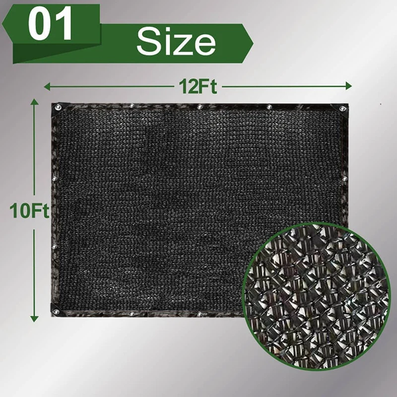 70% Sunblock Shade Cloth Net Black Resistant - 10 x12 Ft Garden Shade Mesh Tarp per copertura di piante, serra, pollaio