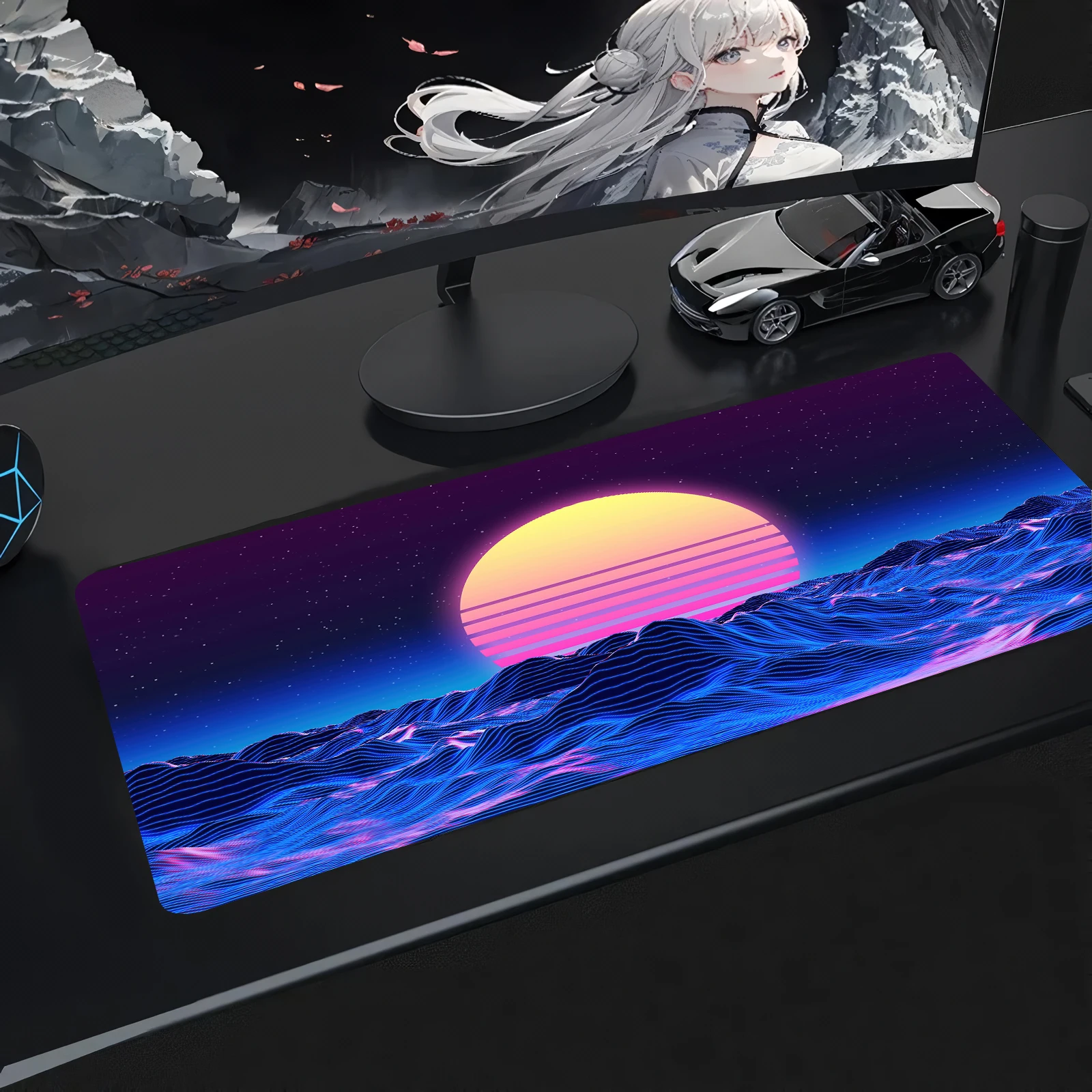 Neon Sunrise Large Size Non-slip Rubber Mouse Pads XXL Computer Gaming Accessories Keyboard Desktop Decorations Mats for Offices