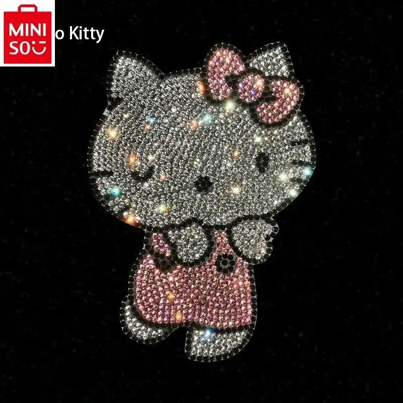 MINISO 2024 New Cartoon Kuromi Crystal Diamond Car Stickers Car Decoration Covering Scratches Car Interior Decoration Stickers