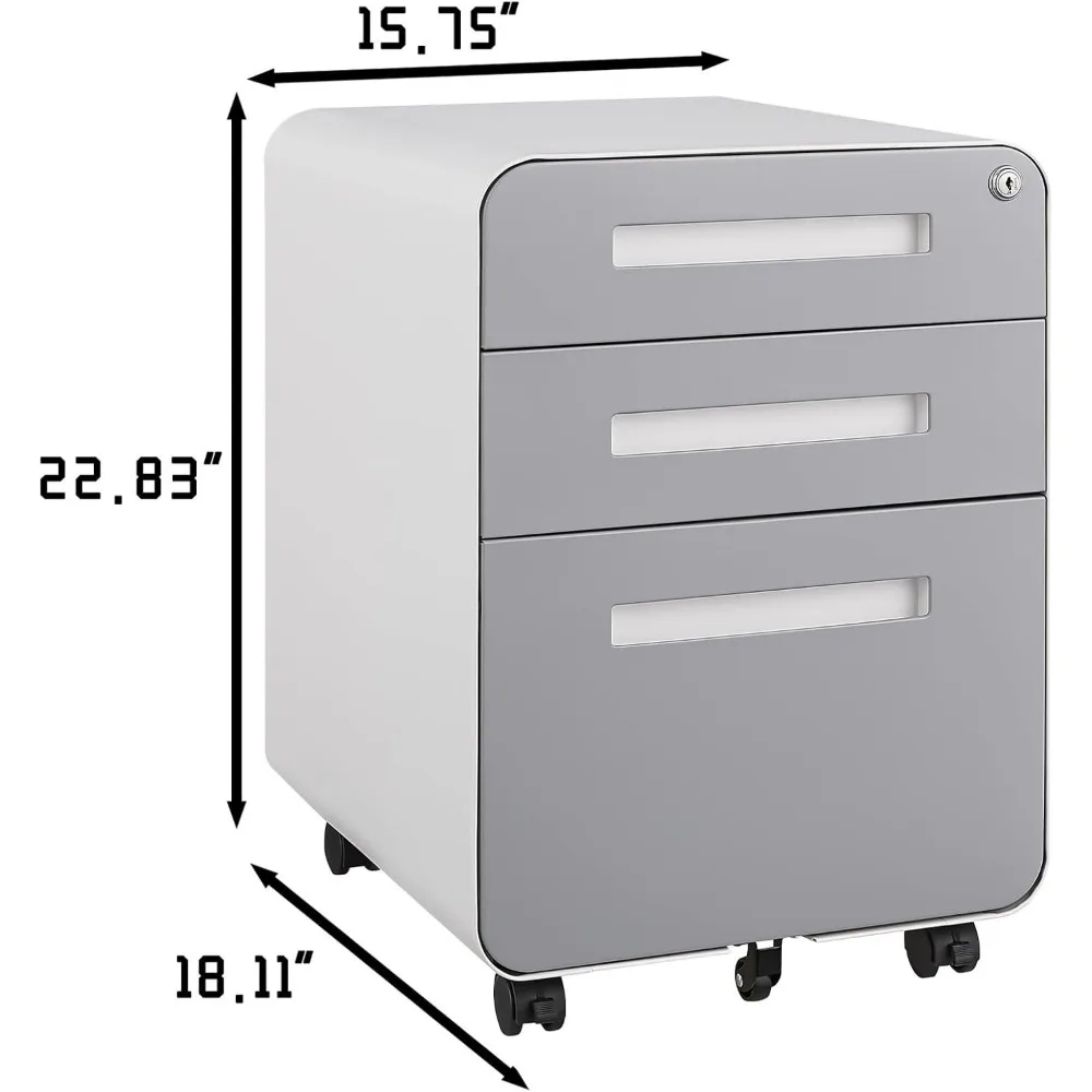 خزانة ملفات قابلة للقفل بثلاثة أدراج، خزانة معدنية صغيرة مع عجلات، تخزين بحروف قانونية/حجم A4 للمنزل/المكتب، قبل التجميع #2