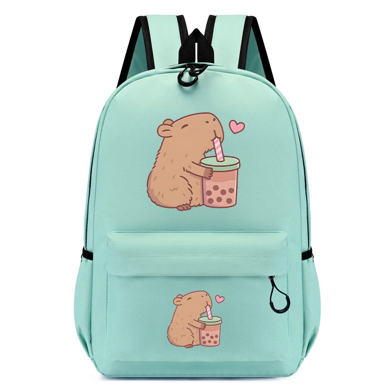 Kawaii Capybara Bubble Tea Schoolbag, Bonito Mochila Escolar para Estudante Menino e Menina Jardim de Infância Crianças Cartoon Bagpack