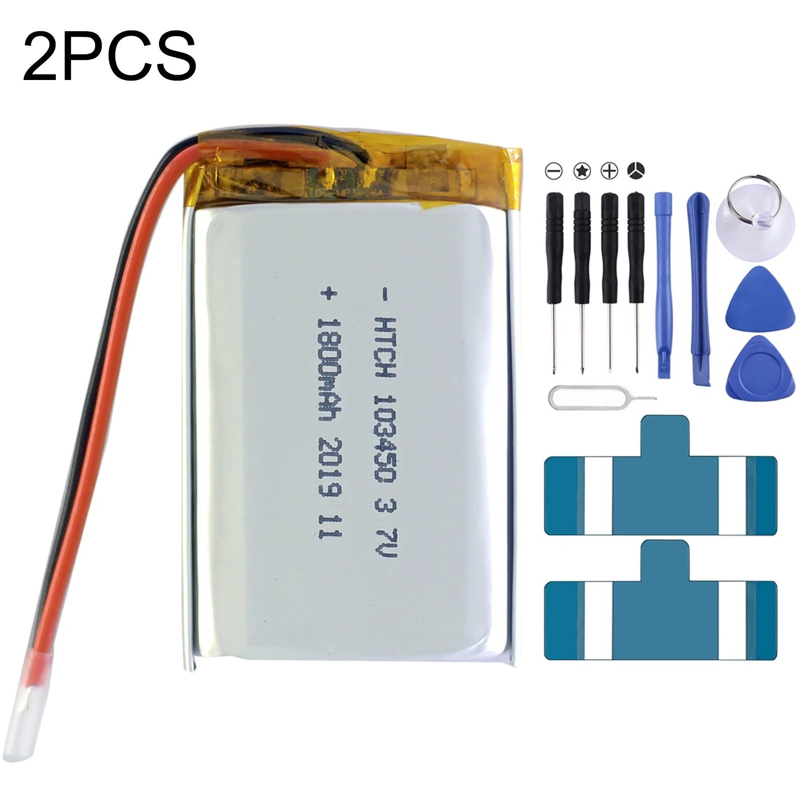 

2 PCS Li-Polymer Battery Replacement 103450 1800mAh