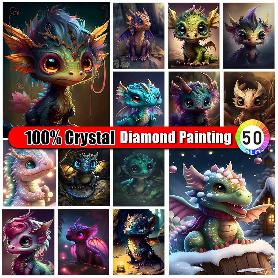 Merdika 100% Crystal Diamond Painting Baby Dragon 5d Diy Cross Stitch Kit Full Diamond Mosaic Embroidery Cartoon Home Decor Gift