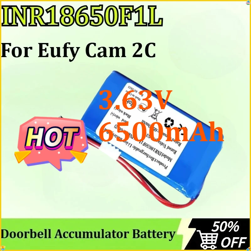 

INR18650F1L Li-ion Battery for Eufy Cam 2C with 5-wire Plug Doorbell Accumulator Battery 3.63V 6500mAh（1INR19/66-2）