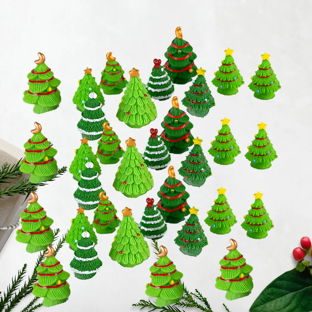 

60pcs Christmas Tree Micro Decor Resin Landscape Craft Miniature Ornament For Home Garden Office Xmas Decoration Gift