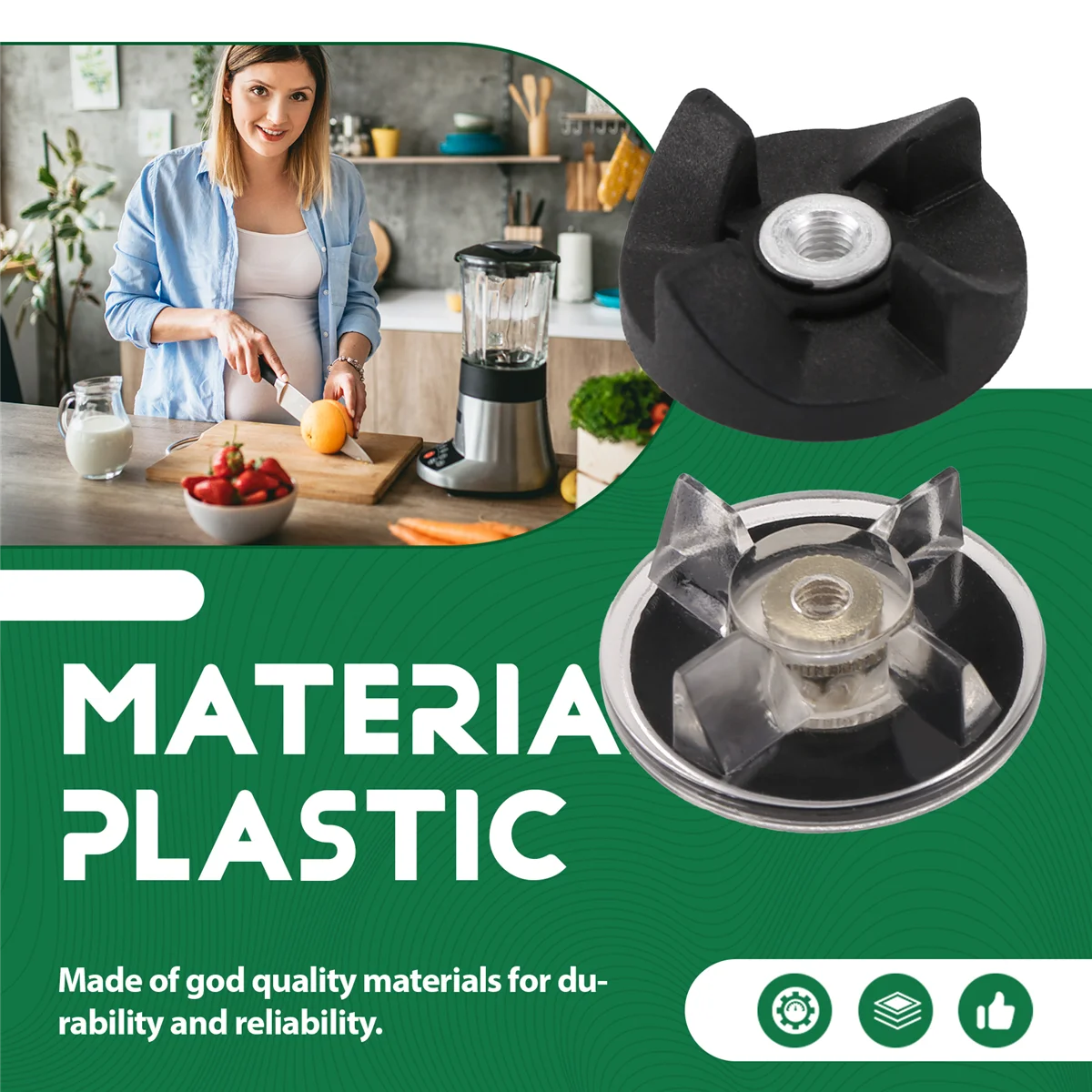 M17K 4 Plastic Gear Base + 2 Rubber Gear for Magic 250W Blender Replacement Spare Parts