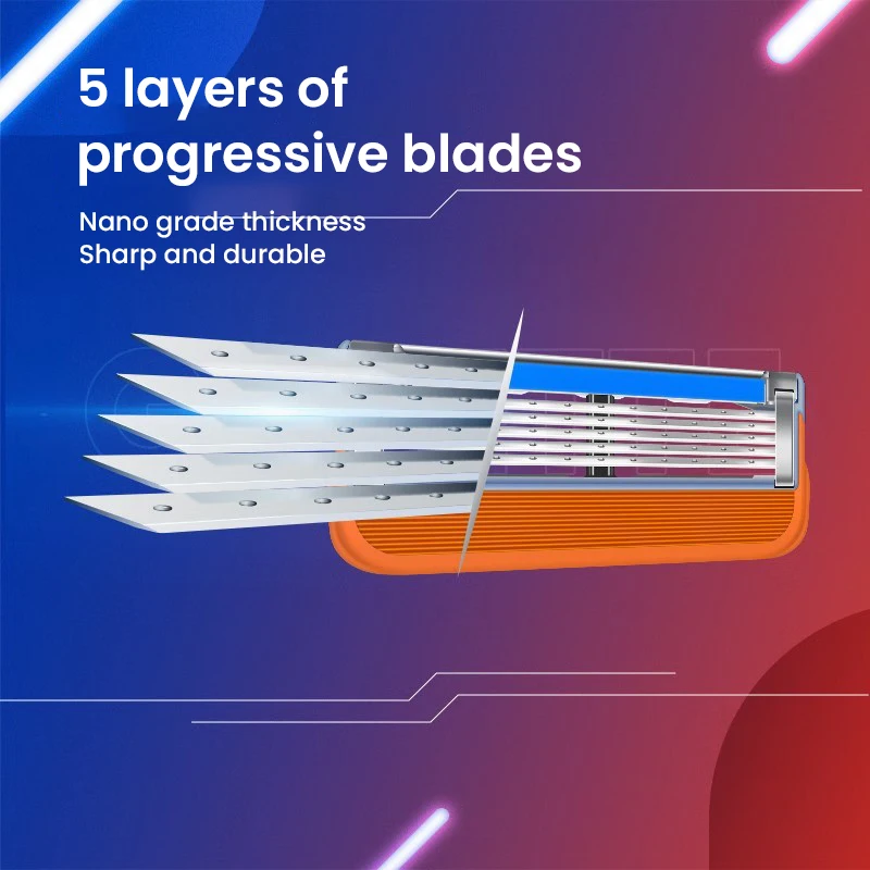 Оригинальная бритва Gillette Blue Fusion для мужчин, удаление волос на лице с точным триммером, 5 лезвий, ручная бритва