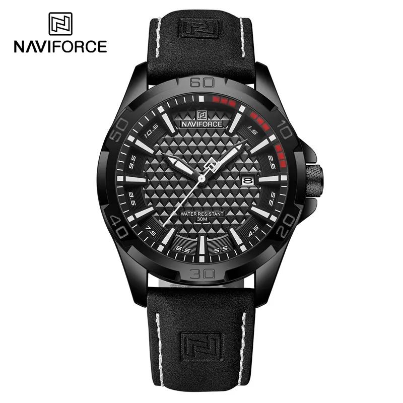 Top Marke NAVIFORCE Männer Quarzuhr Sport Stoßfest Wasserdichte Leder Männlichen Mode Luxus Armbanduhr Casual Kalender Uhr