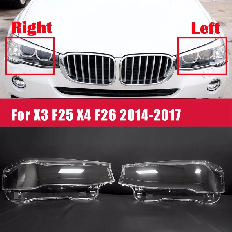 

Left+Right For BMW X3 F25 2014-2017 Car Headlight Len Cover Head Light Lamp Transparent Lampshade Light Lens Shell