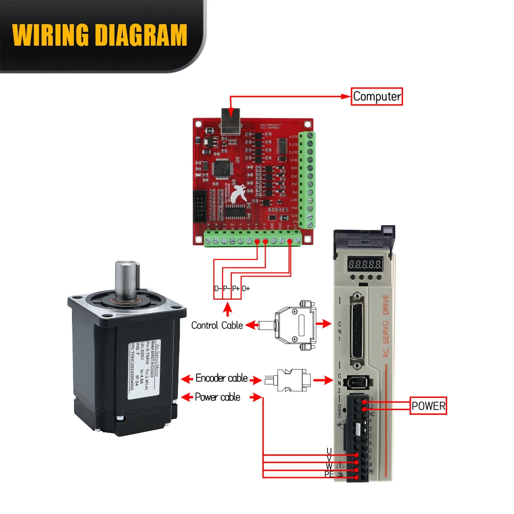 Hot Sales Servo Motor 400w 600w 750w 1000w Servo Driver 17bit Absolute Encoder AC220V 1.27Nm-3.8Nm 543ozin For CNC Engraver