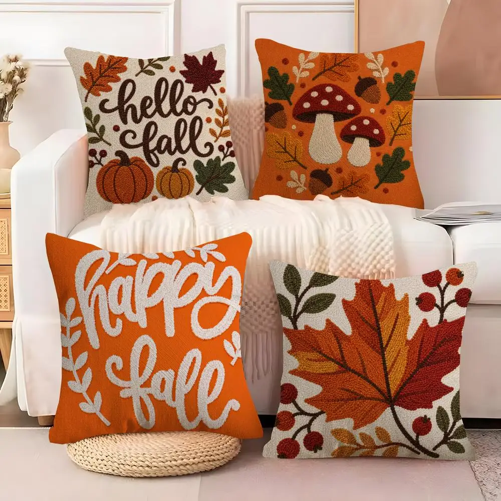 Pumpkin Halloween Cushion Cover  Plush Fabric Soft Double Sided Print Sofa Cushion Cover Throw Pillow Covers