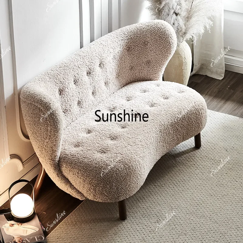 YNordic leisure sofa fabric single personality lamb wool back chair