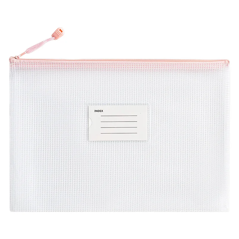 Thickened Mesh A4 File Bag for Students PVC Transparent Waterproof Zipper Subject Classification School Office Organizer