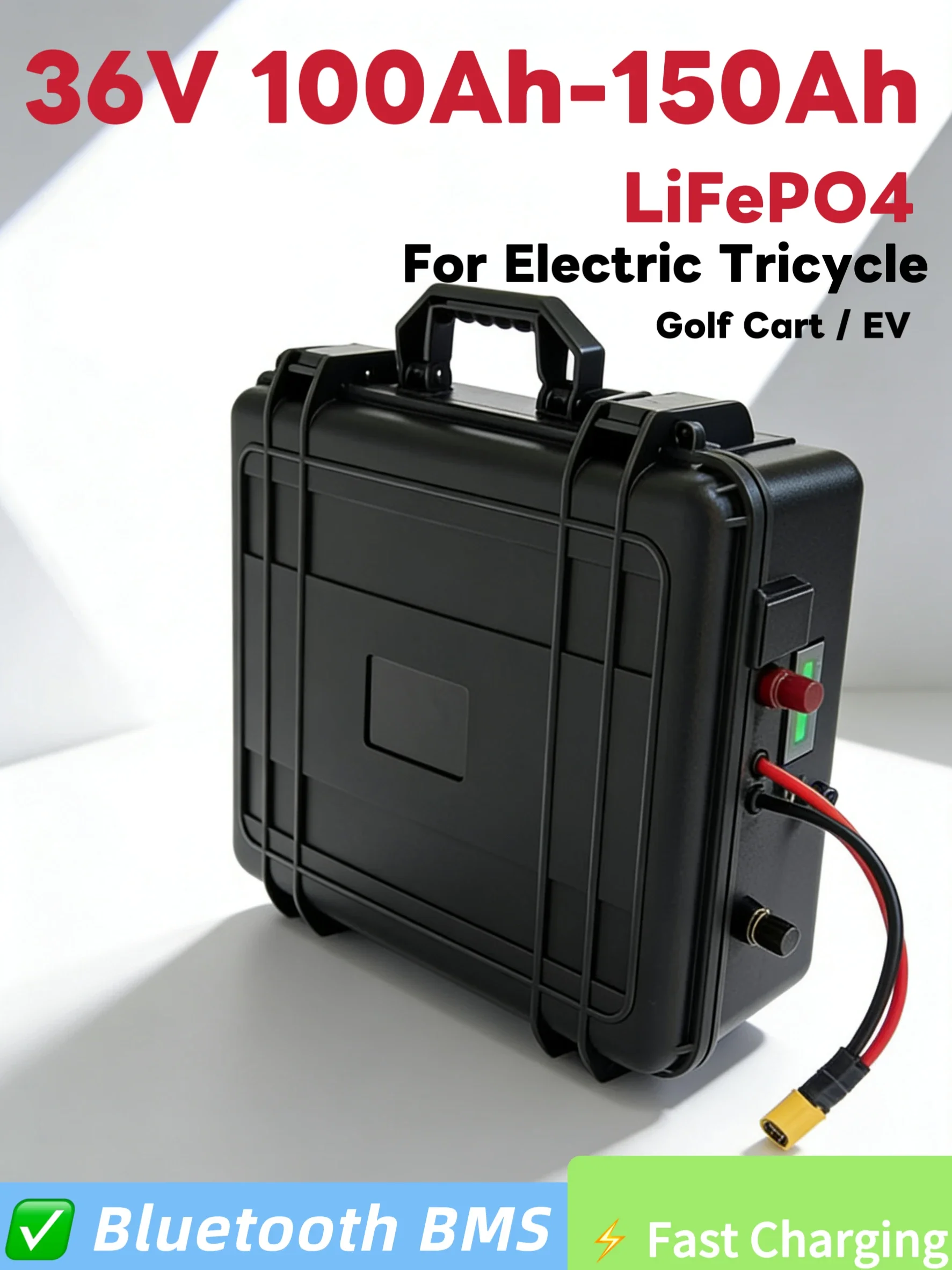 

Аккумулятор LiFePO4 36В (100Ач-150Ач) | Bluetooth BMS 100A-150A, выходная мощность 2000-4000 Вт для мощных гольф-каров и морских судов.