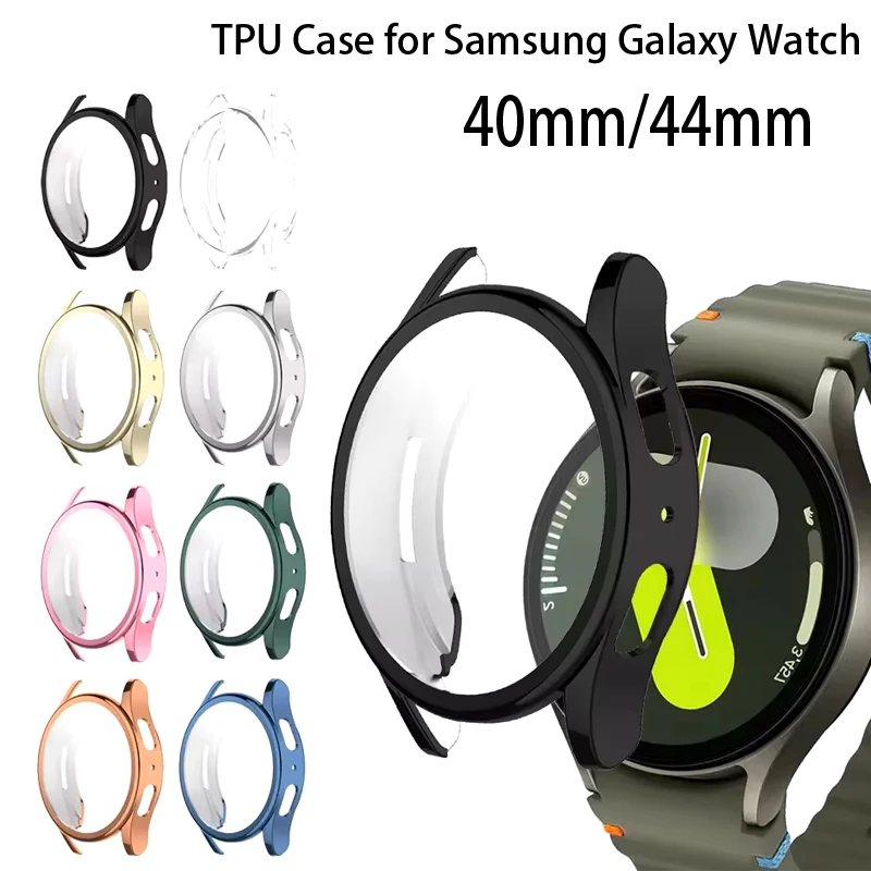 Protector Case For Samsung Galaxy Watch 4 5 6 7 FE 40mm 44mm Cover Coverage Silicone TPU Bumper Screen Protection Accessories