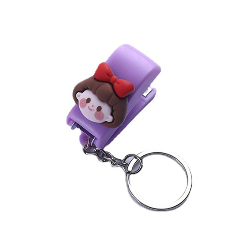 Cute Cartoon Mini Stapler Key Chain Macaron Color Student Creative Stapler Convenient Key Ring Pendant