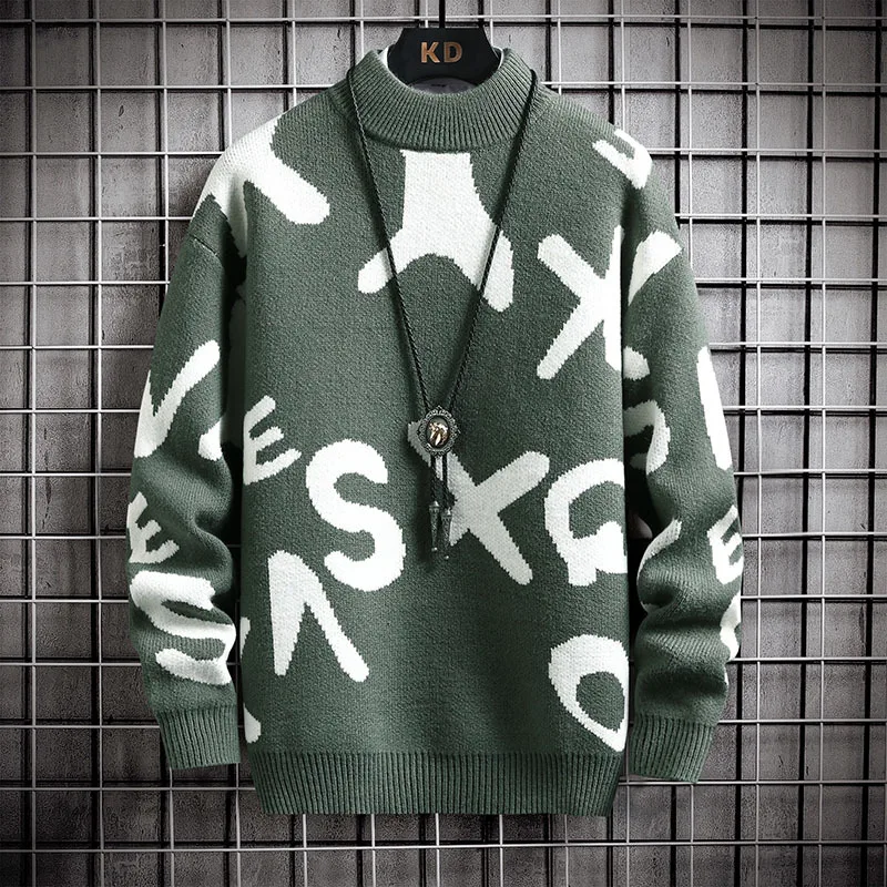 Winter Sweater Men Cashmere Pullover Men Fashion Knit Loose Mens Sweaters Harajuku Streetwear Soft Warm Men Clothing