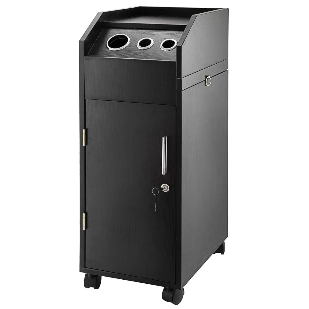 

Salon SPA Beauty Salon Trolley Storage Cart with 4 Drawers, Rollers, Lockable, 2 Keys, with Hair Dryer Holder