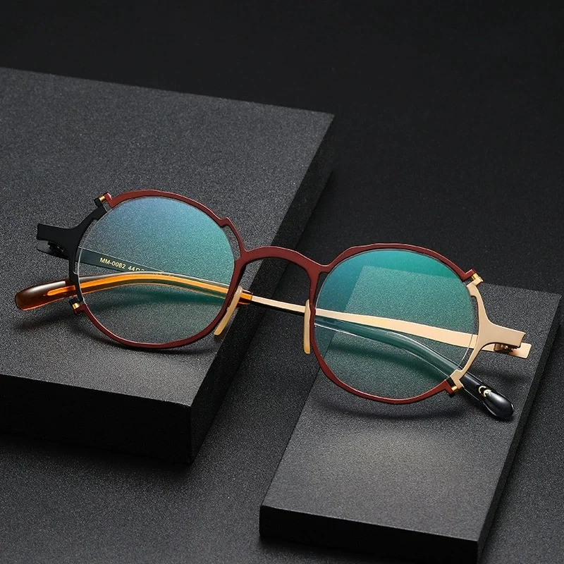Belight Optical Japan Asimmetry Design Steam Punk Design Occhiali da vista retrò in titanio con montatura per occhiali MM0083
