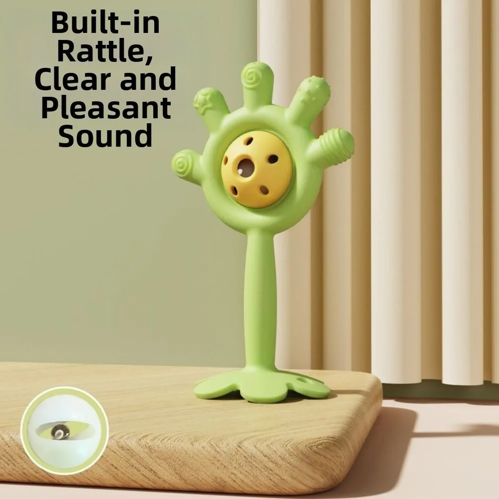 عالية الجودة سيليكون عضاضة لعبة BPA الحرة الرضع انتزاع هزة اليد جرس مهدئا الغذاء الصف التسنين ملحقات لعبة المضغ #6