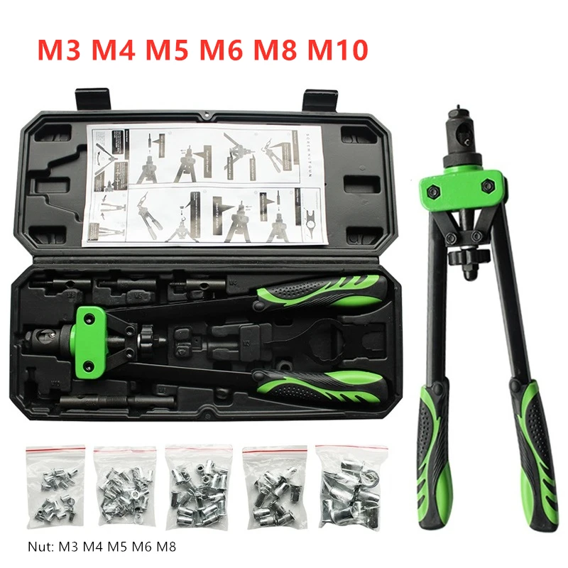 13 Inch Rivet Nut Gun Kit Riveting Tool Heavy Duty Mini Hand Riveter Blind Rivet Gun Tool Gutter Repair Tool Set Riveter