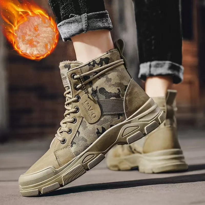 

2025 Men's Winter High-top Insulated Snow Boots Stylish And Comfortable Casual Thick Sole Anti-slip Cotton Shoes Size 39-46